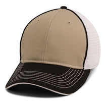 Paramount Apparel Khaki/Black/White Piped Fine Mesh Cap