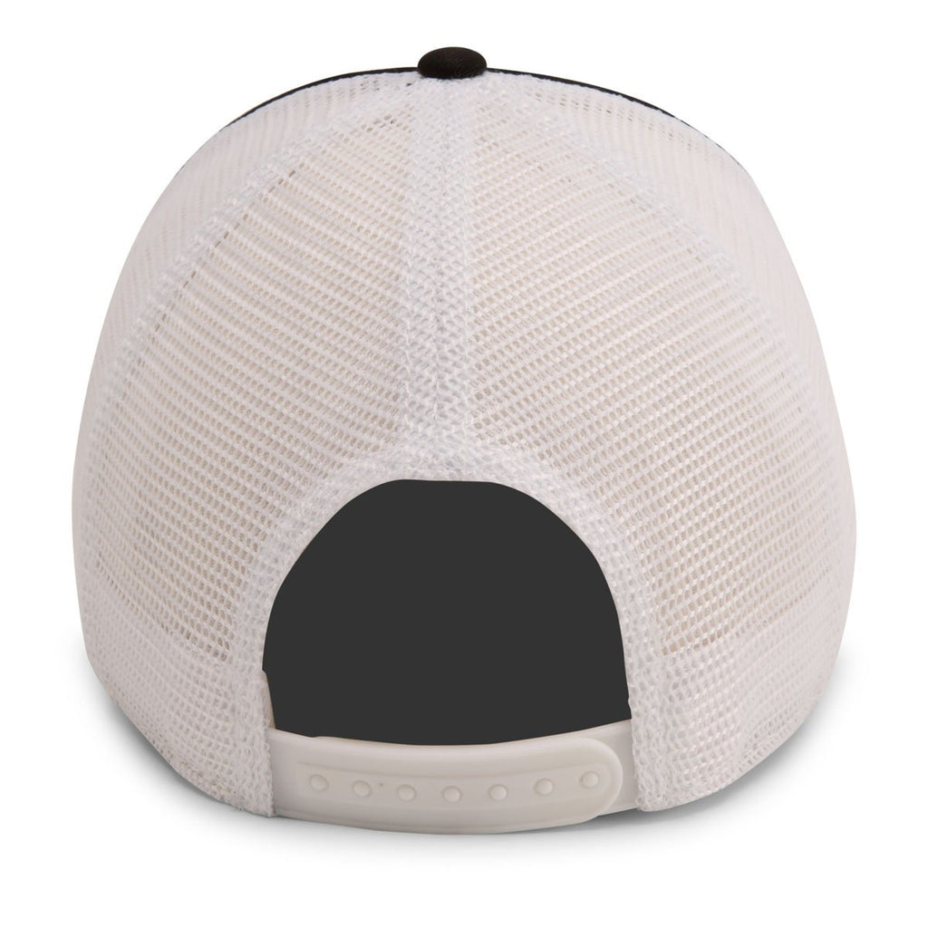 Paramount Apparel Khaki/Black/White Piped Fine Mesh Cap