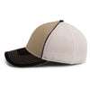 Paramount Apparel Khaki/Black/White Piped Fine Mesh Cap