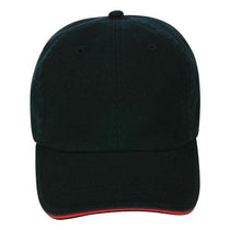 Paramount Apparel Black/Red Contrasting Sandwich Visor Garment Washed Cap