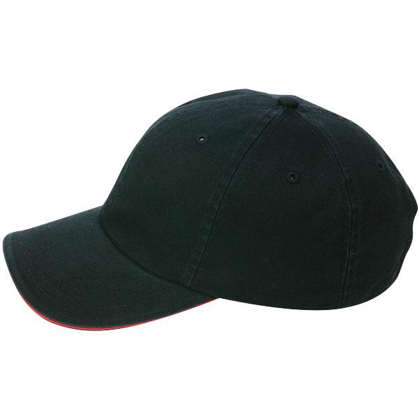 Paramount Apparel Black/Red Contrasting Sandwich Visor Garment Washed Cap