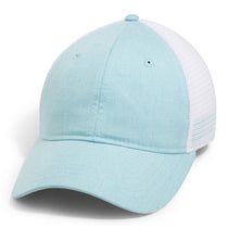 Paramount Apparel Aqua/White Chambray Linen Fine Mesh Cap
