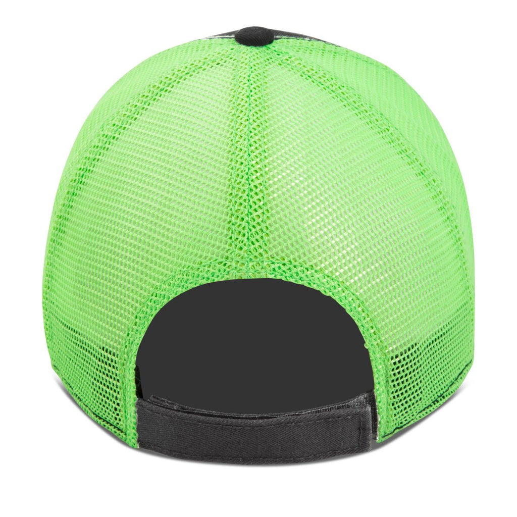 Paramount Apparel Charcoal/Neon Green Washed Soft Mesh Cap