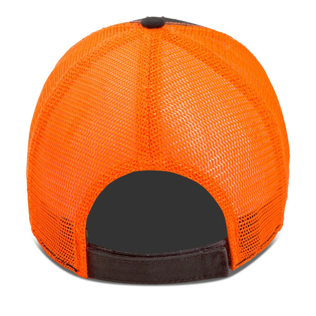 Paramount Apparel Charcoal/Neon Orange Washed Soft Mesh Cap