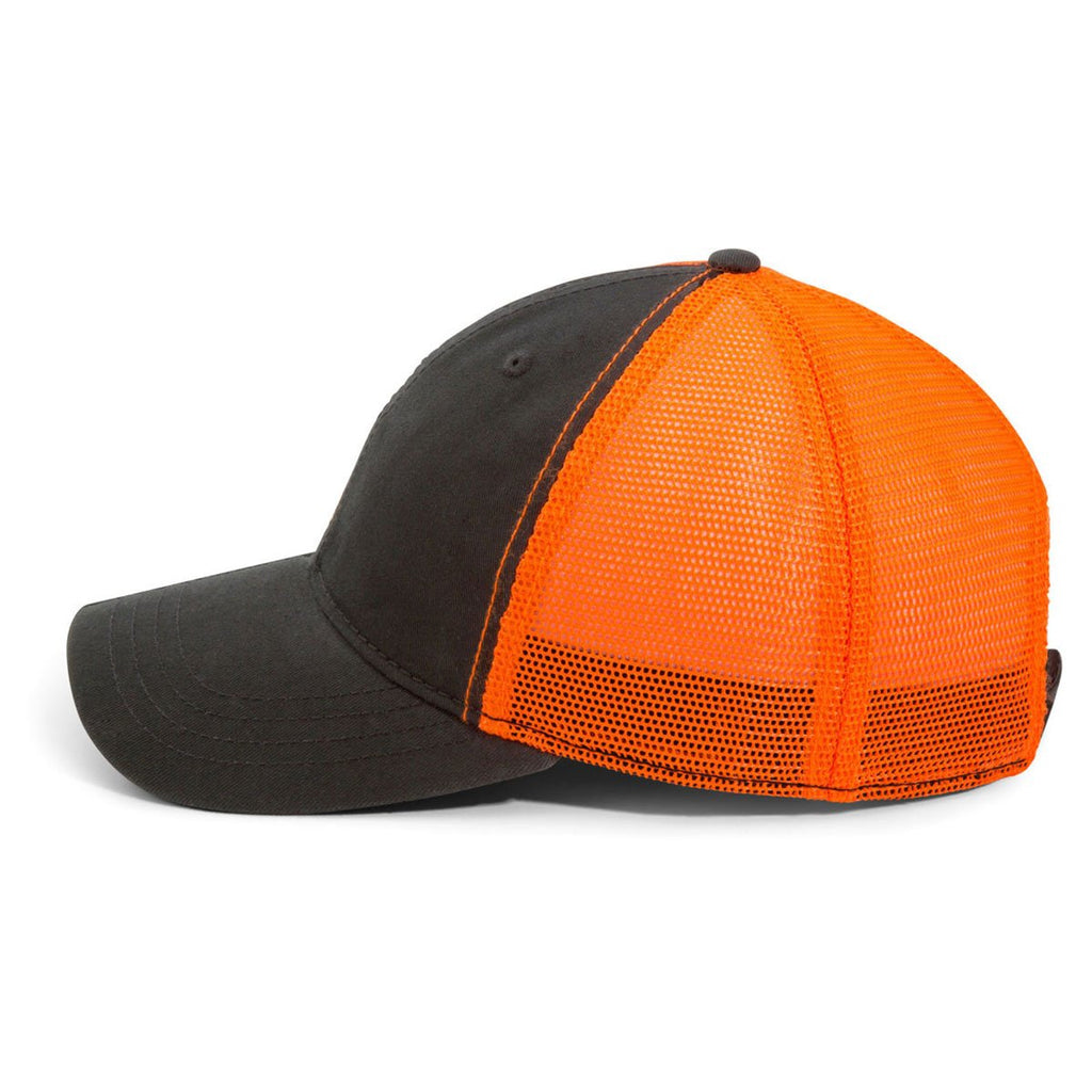 Paramount Apparel Charcoal/Neon Orange Washed Soft Mesh Cap