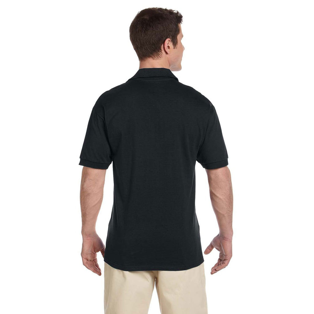 Jerzees Men's Black 6.1 Oz. Heavyweight Cotton Jersey Polo