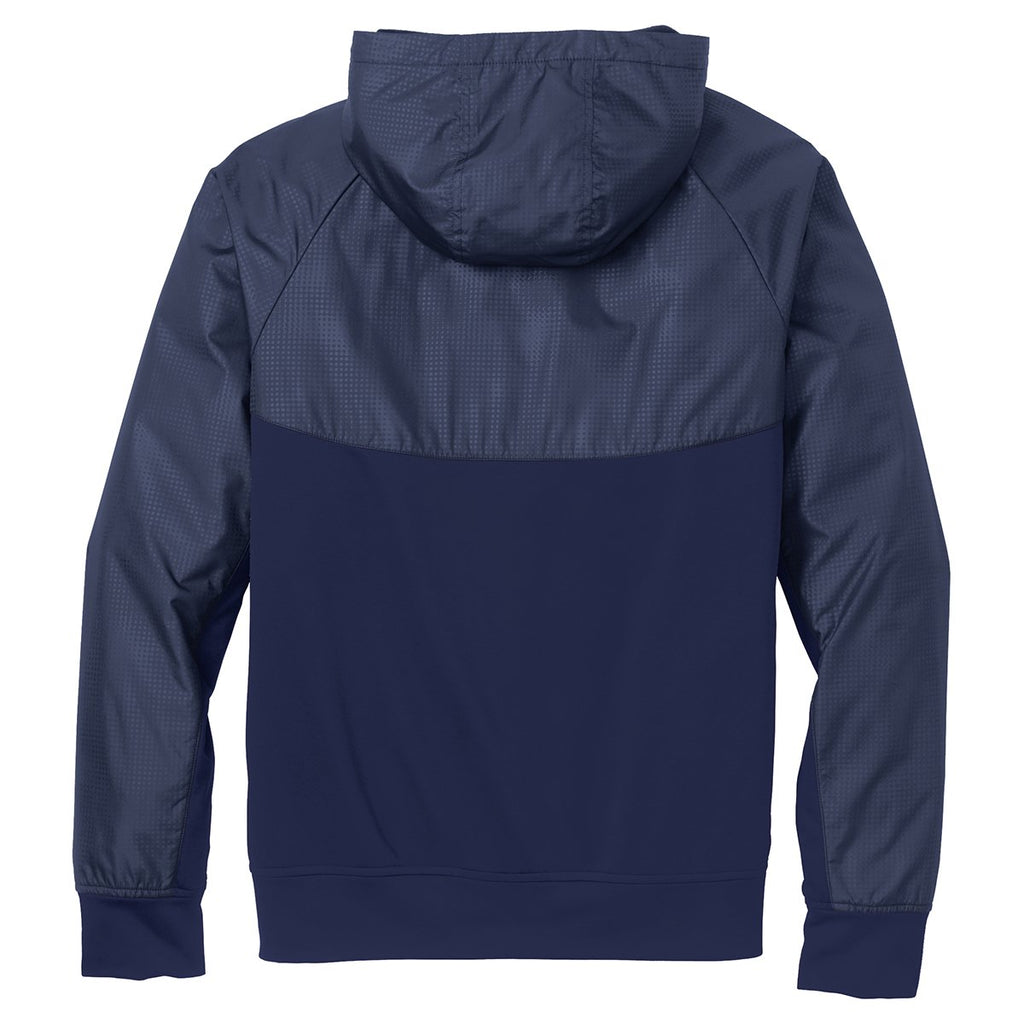 Sport-Tek Men's True Navy/True Navy Embossed Hybrid Full-Zip Hooded Jacket