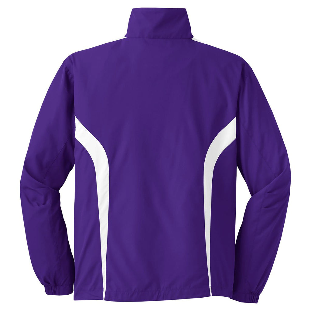 Sport-Tek Men's Purple/White Colorblock Raglan Jacket