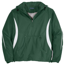 Sport-Tek Men's Forest Green/White Colorblock Raglan Anorak