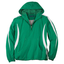 Sport-Tek Men's Kelly Green/White Colorblock Raglan Anorak