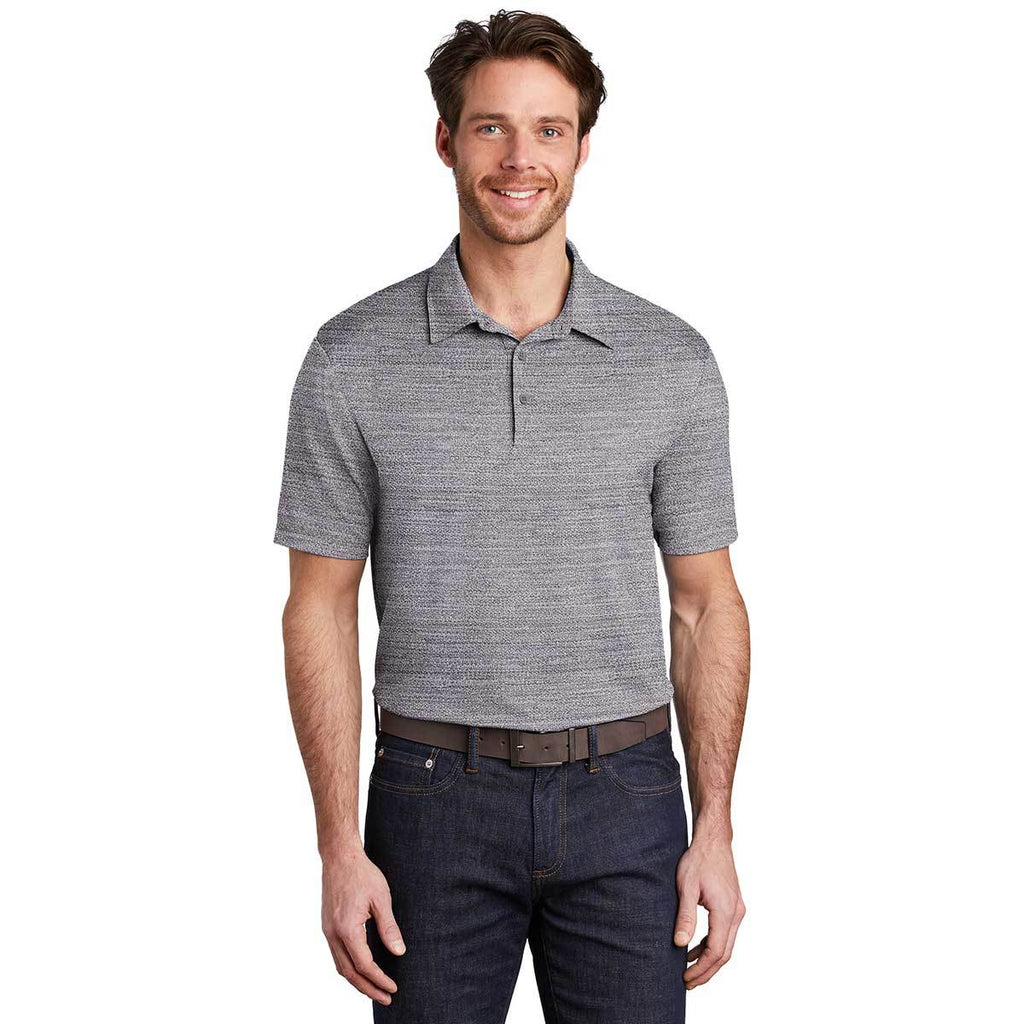 Port Authority Men's Graphite/White Stretch Heather Polo