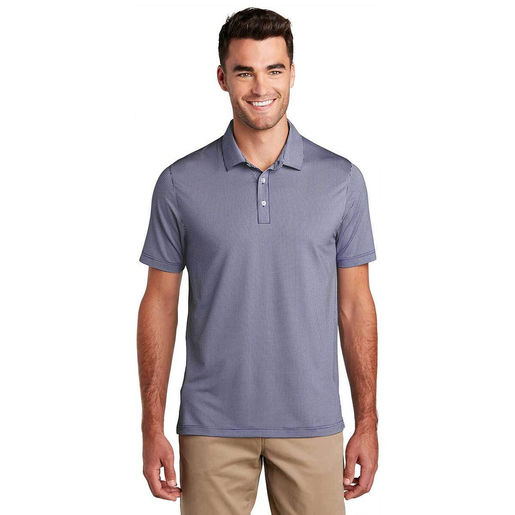 Port Authority Men's True Navy/White Gingham Polo