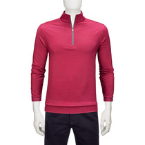 Bugatchi Men's Wine Half Zip Mock Neck