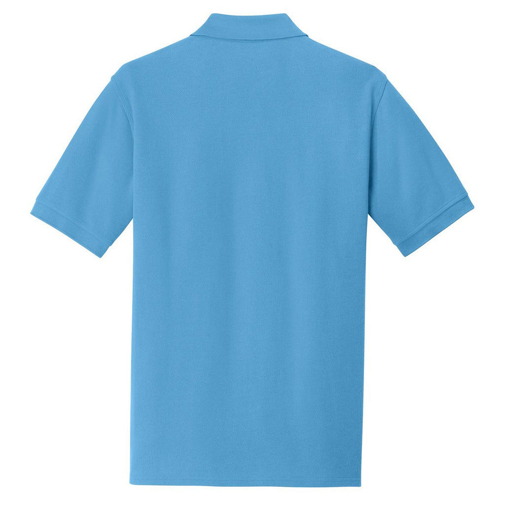 Port & Company Men's Aquatic Blue Ring Spun Pique Polo