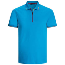 Bugatchi Men's Dark Turquoise Short Sleeve Half Zip Polo Collar