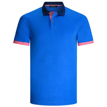 Bugatchi Men's Classic Blue Short Sleeve Two Button Polo Collar