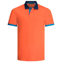 Bugatchi Men's Tangerine Short Sleeve Two Button Polo Collar