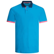 Bugatchi Men's Turquoise Short Sleeve Two Button Polo Collar