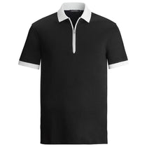 Bugatchi Men's Black Short Sleeve Half Zip Polo Collar