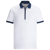 Bugatchi Men's White Short Sleeve Half Zip Polo Collar