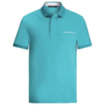 Bugatchi Men's Menthol Short Sleeve Three Button Polo Collar Hidden Placket