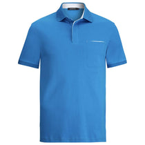 Bugatchi Men's Turquoise Short Sleeve Three Button Polo Collar Hidden Placket
