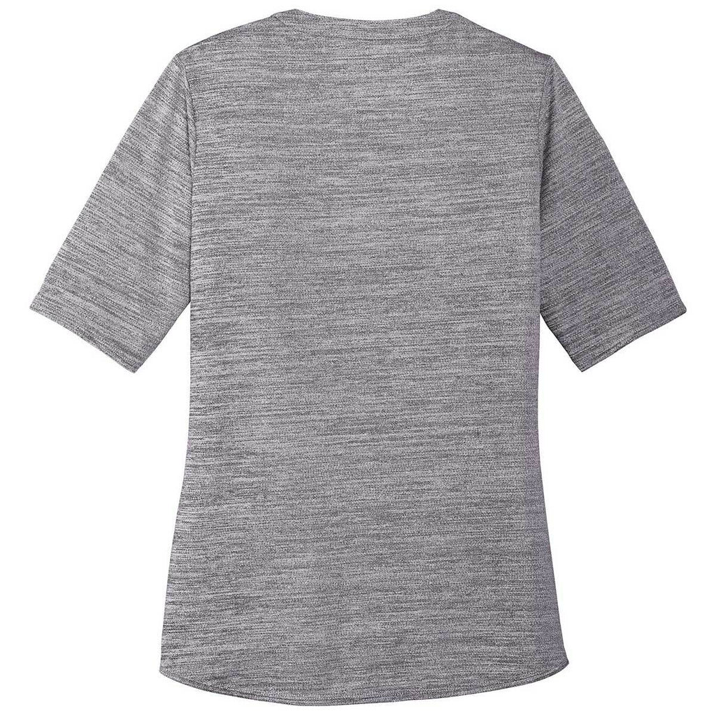 Port Authority Women's Graphite/White Stretch Heather Open Neck Top