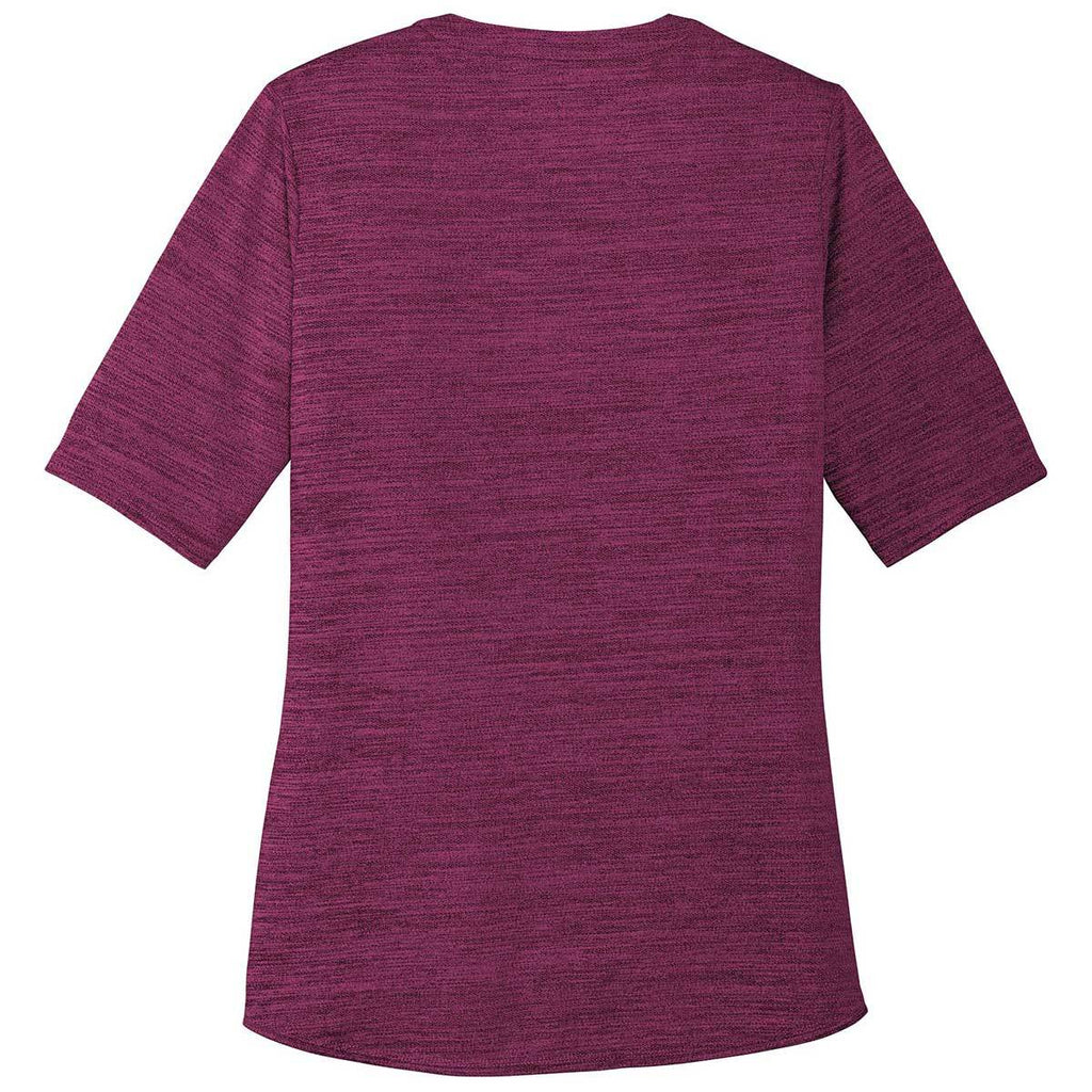 Port Authority Women's Violet Purple/Black Stretch Heather Open Neck Top
