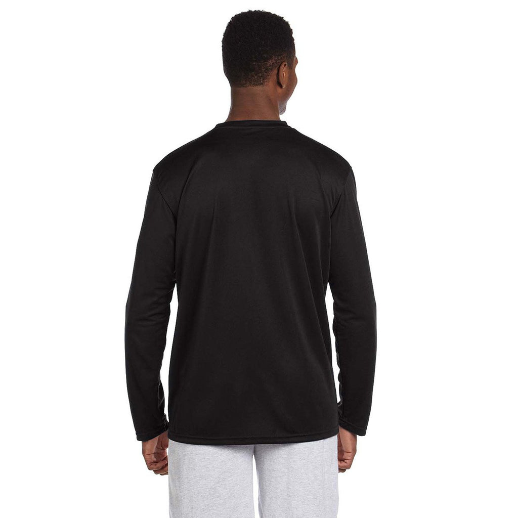 Harriton Men's Black 4.2 oz. Athletic Sport Long-Sleeve T-Shirt