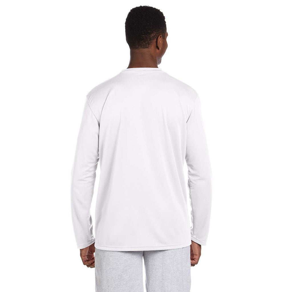 Harriton Men's White 4.2 oz. Athletic Sport Long-Sleeve T-Shirt
