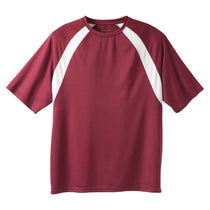 Harriton Men's Maroon/White 4.2 oz. Athletic Sport Colorblock T-Shirt