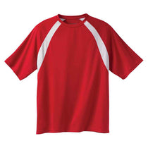 Harriton Men's Red/White 4.2 oz. Athletic Sport Colorblock T-Shirt