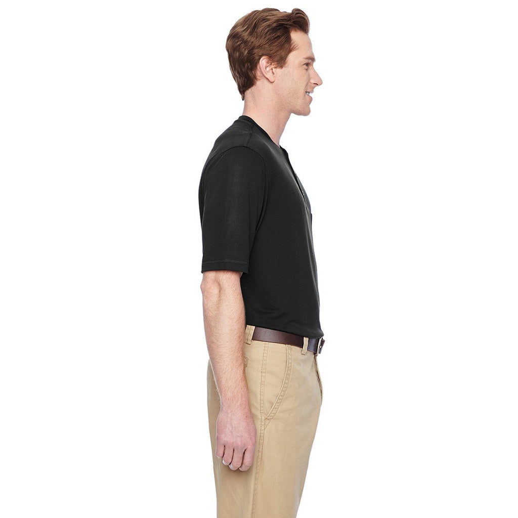 Harriton Men's Black Short-Sleeve Performance Henley