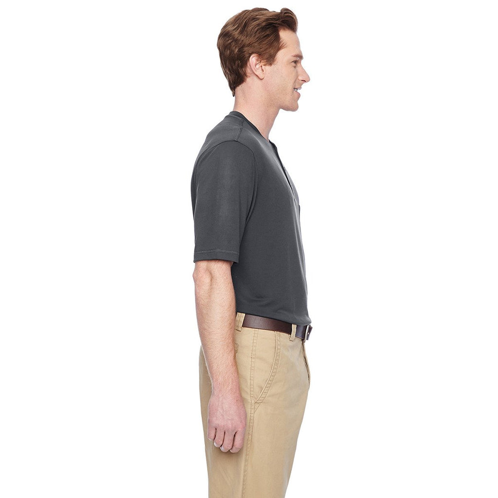 Harriton Men's Dark Charcoal Short-Sleeve Performance Henley
