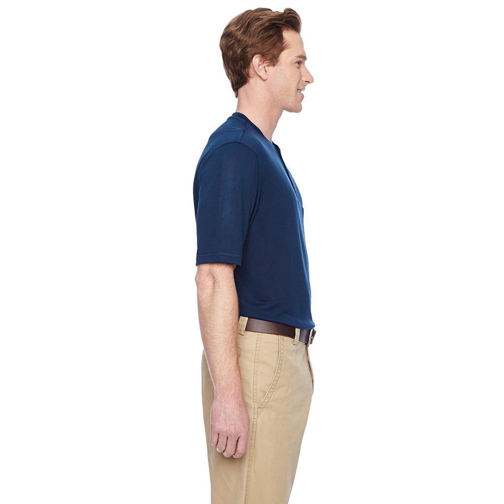 Harriton Men's Dark Navy Short-Sleeve Performance Henley