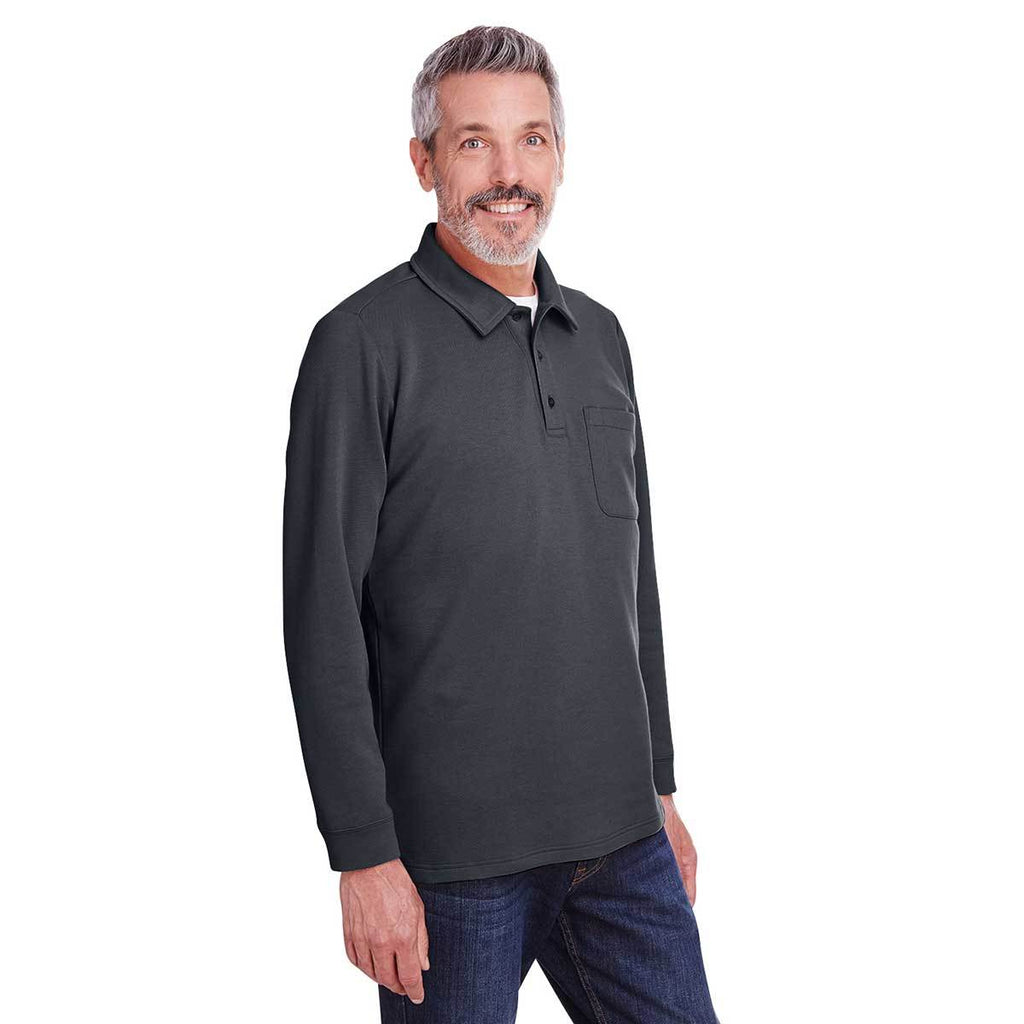 Harriton Men's Dark Charcoal StainBloc Pique Fleece Pullover Jacket