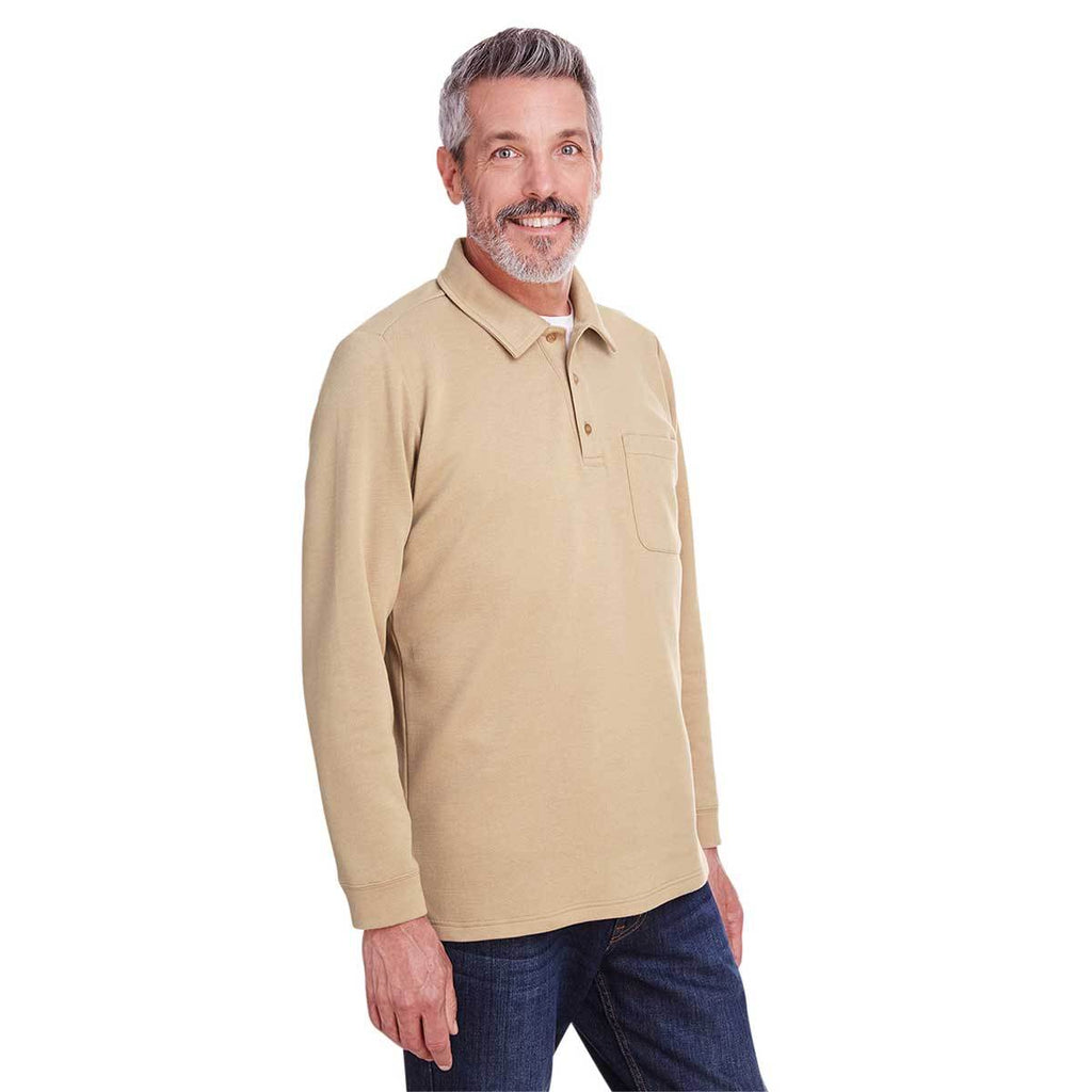 Harriton Men's Khaki StainBloc Pique Fleece Pullover Jacket