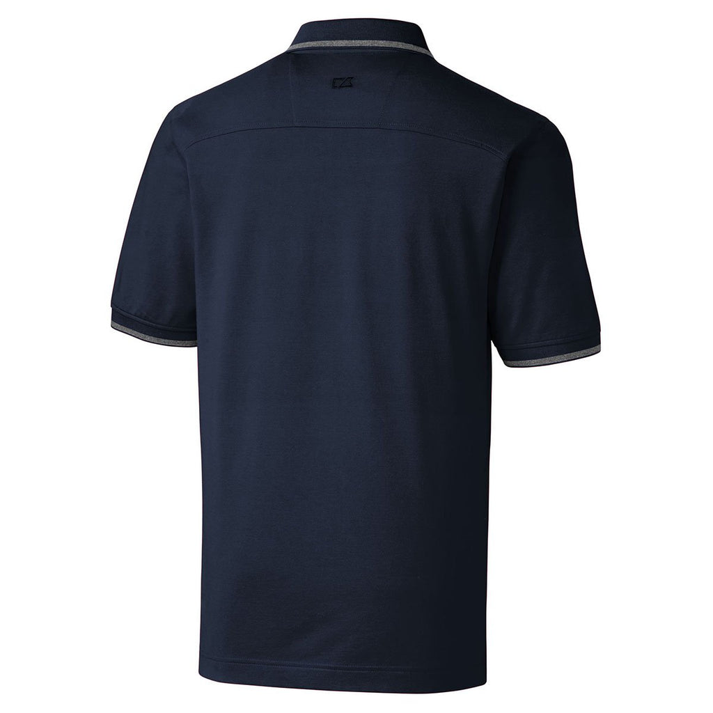 Cutter & Buck Men's Liberty Navy DryTec Short Sleeve Advantage Tipped Polo