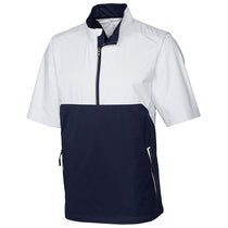 Cutter & Buck Men's White/Liberty Navy Fairway Short Sleeve Half Zip