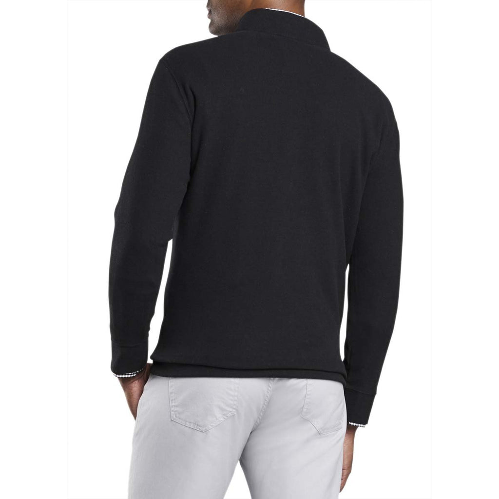 Peter Millar Men's Black Tri-Blend Melange Fleece Quarter-Zip