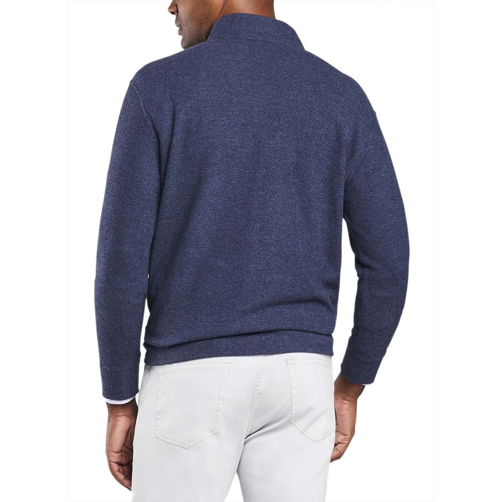 Peter Millar Men's Navy Tri-Blend Melange Fleece Quarter-Zip