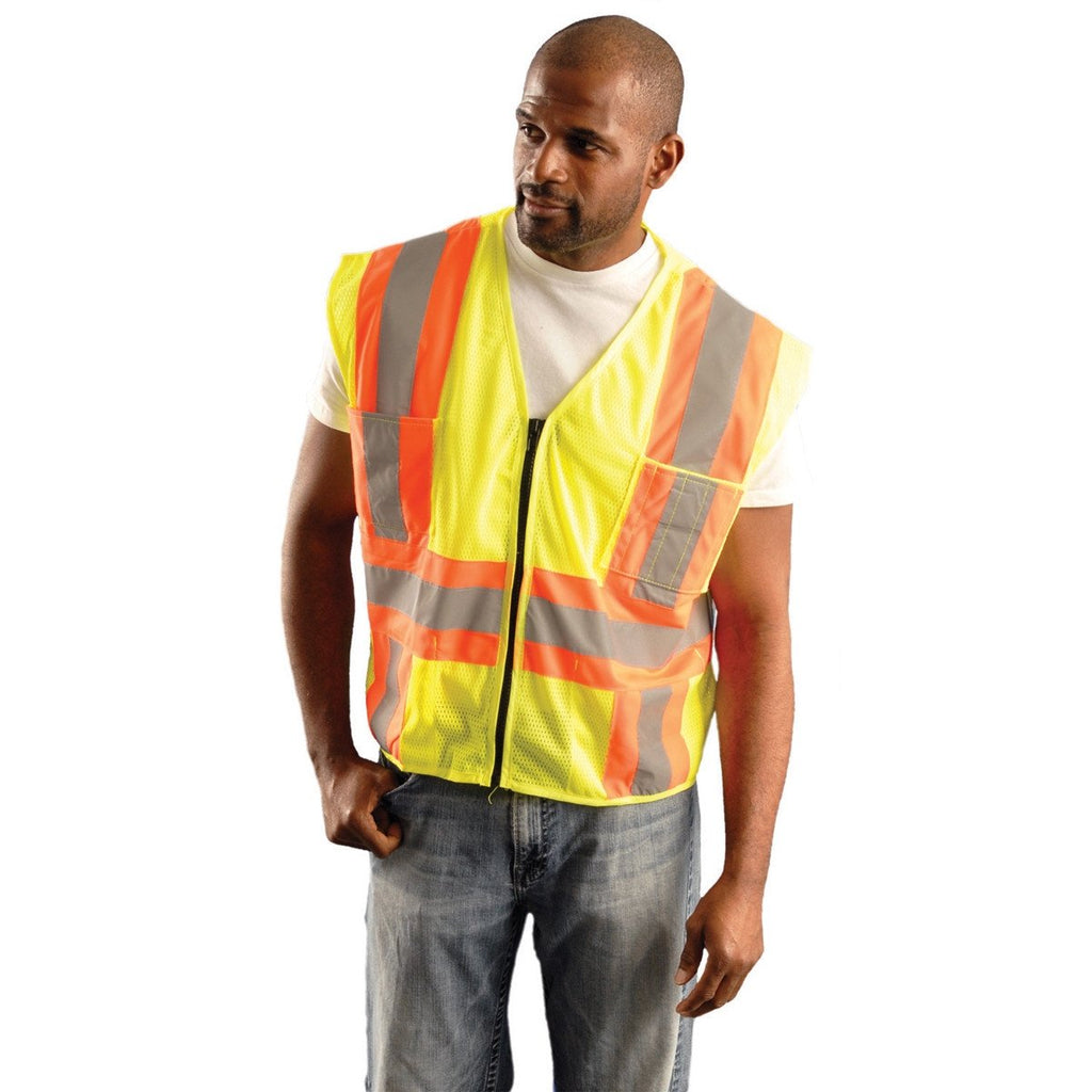 OccuNomix Men's Yellow High Visibility Classic Mesh Two-Tone Safety Vest