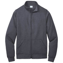 Port & Company Men's Heather Navy Core Fleece Cadet Full-Zip Sweatshirt