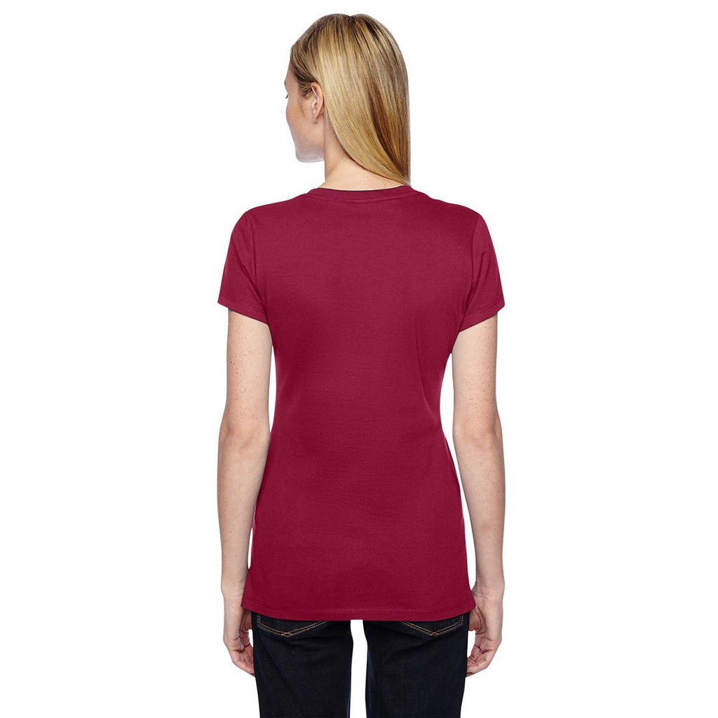 Fruit of the Loom Women's Cardinal 4.7 oz. Sofspun Jersey Junior V-Neck T-Shirt