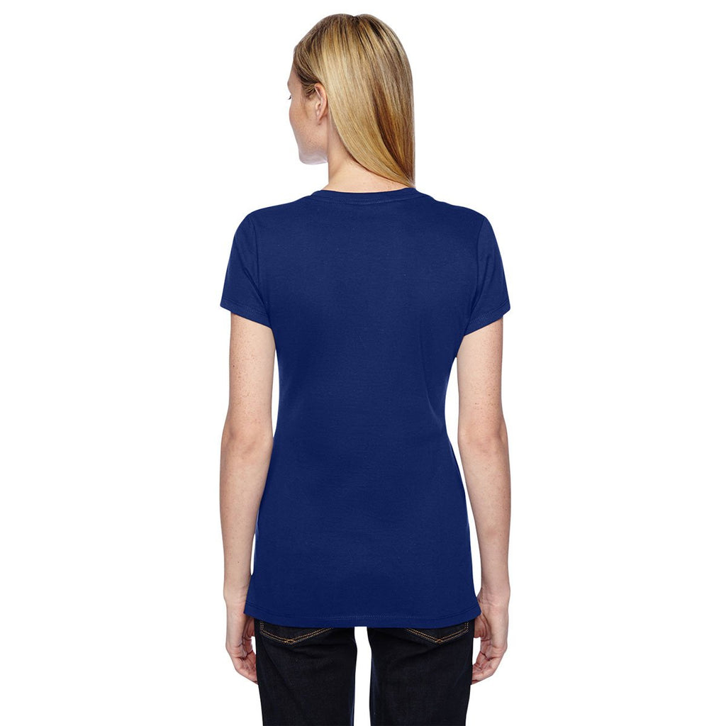 Fruit of the Loom Women's Admiral Blue 4.7 oz. Sofspun Jersey Junior V-Neck T-Shirt