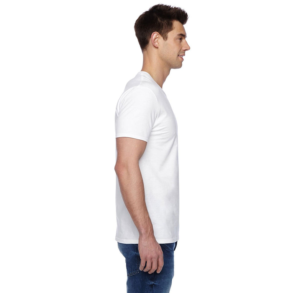 Fruit of the Loom Men's White 4.7 oz Sofspun Jersey V-Neck T-Shirt