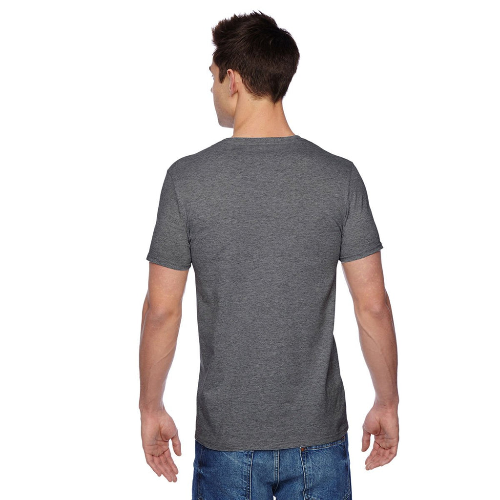 Fruit of the Loom Men's Charcoal Grey 4.7 oz Sofspun Jersey V-Neck T-Shirt