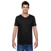 Fruit of the Loom Men's Black 4.7 oz Sofspun Jersey V-Neck T-Shirt