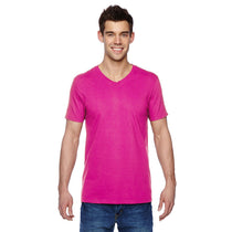 Fruit of the Loom Men's Cyber Pink 4.7 oz Sofspun Jersey V-Neck T-Shirt