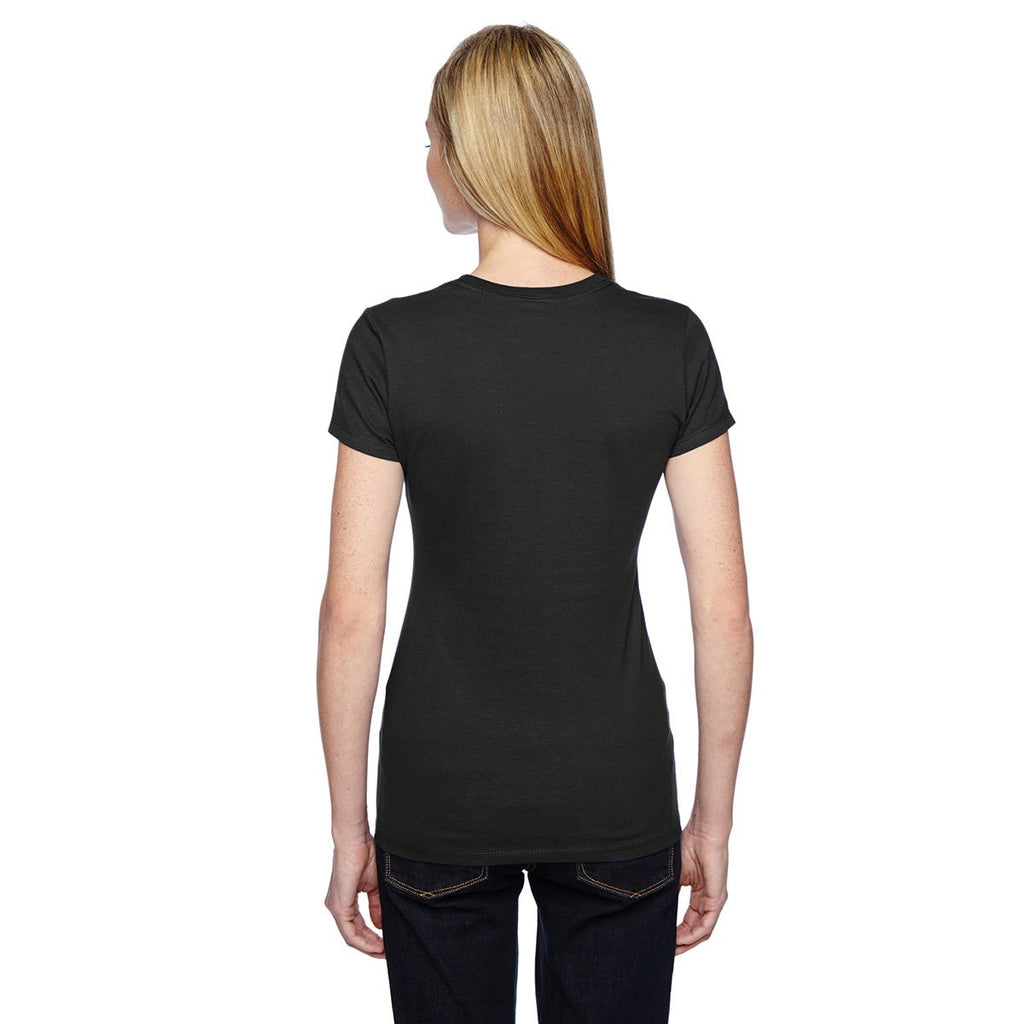 Fruit of the Loom Women's Black 4.7 oz Sofspun Jersey Junior Crew T-Shirt
